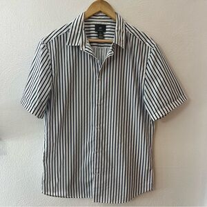 H&M Navy and White Striped Casual button up  Shirt